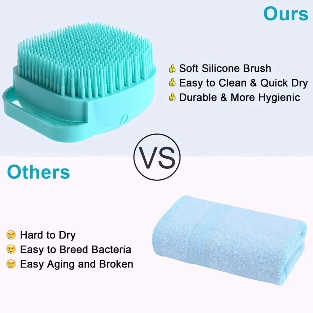 Boutique Silicone 2 In One Pet Bath Brush For Dog Cat Shampoo Dispenser Bristles